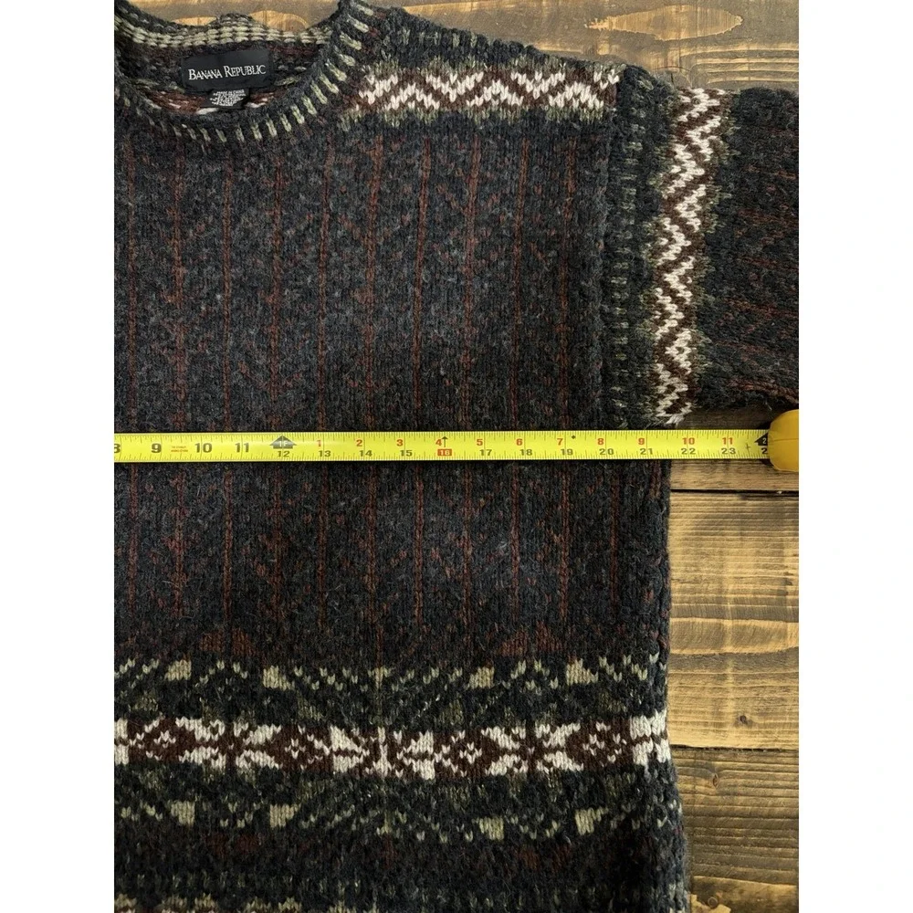 Banana Republic Mens S Fair Isle Sweater Lambswool Wool Nordic Crewneck Pullover